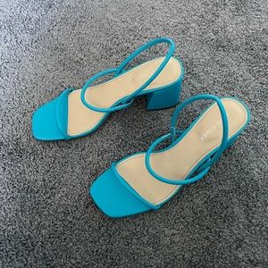 Bright Blue Block Heels